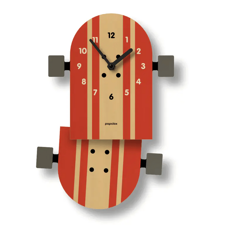 Wood Clock - Skateboard Pendulum by Popclox