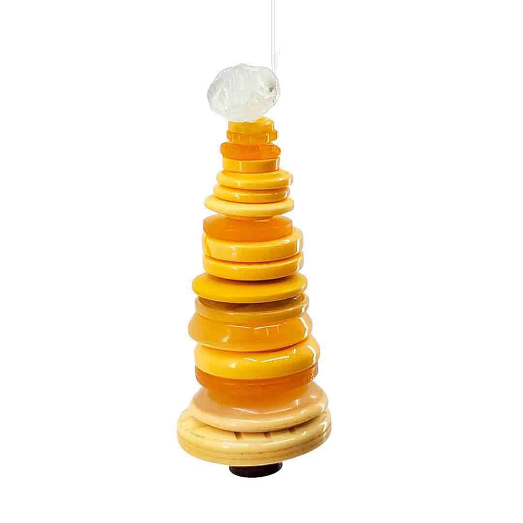 Ornament - Button Tree - Yellows with Crystal Topper by XV Studios