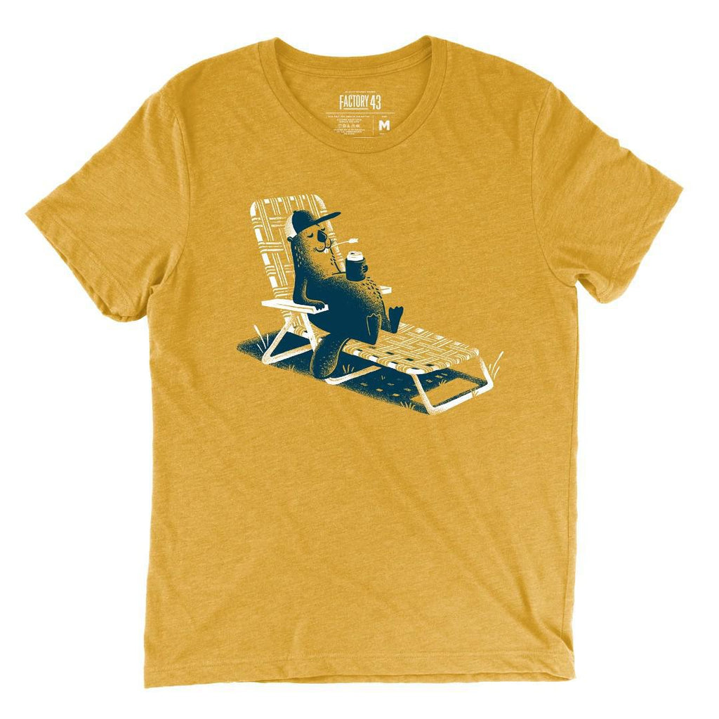 Adult Crew Neck - Unbusy Beaver Mustard Tee (XS - 3XL) by Factory 43