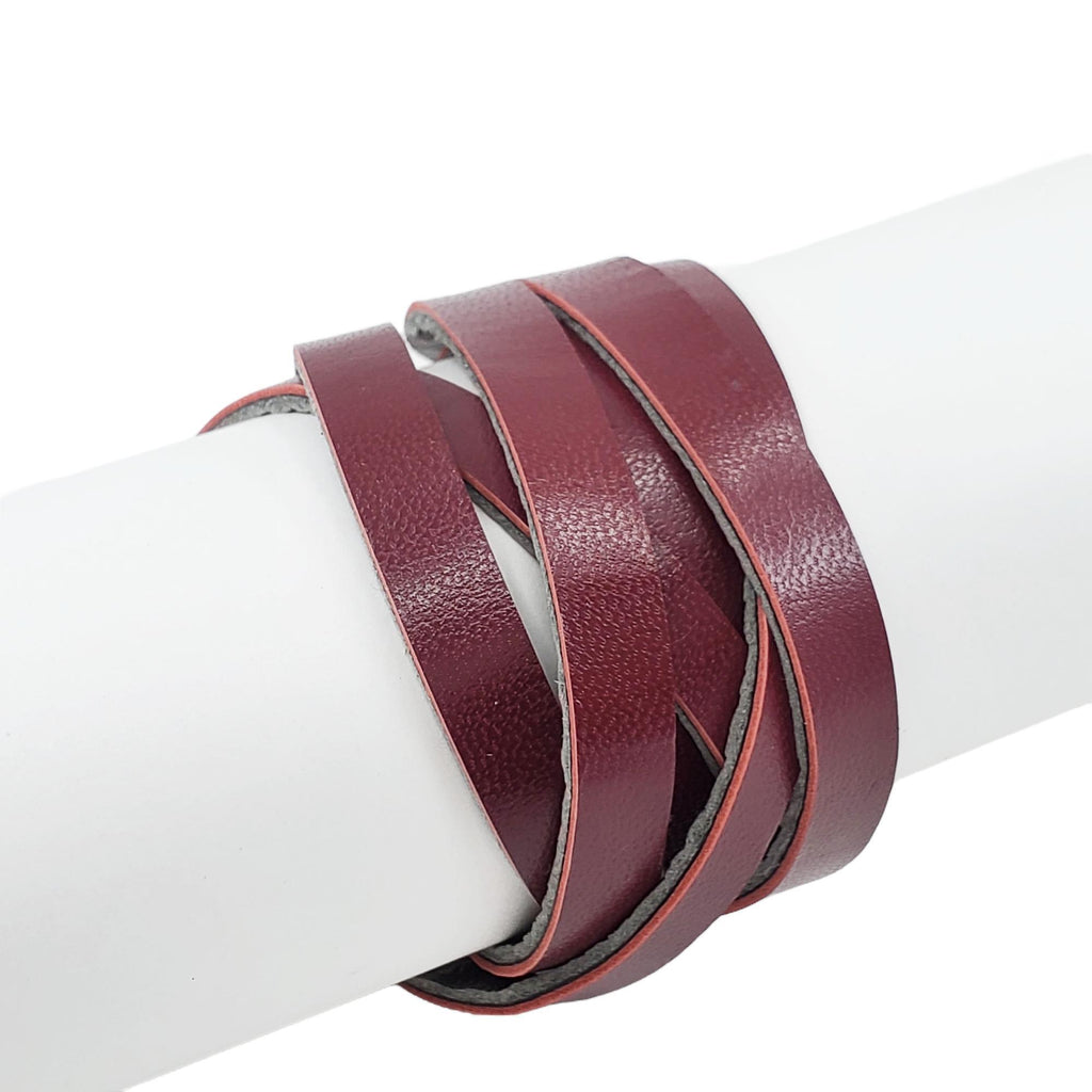 Bracelet - Double Wrap - Cranberry Olive Leather by Oliotto