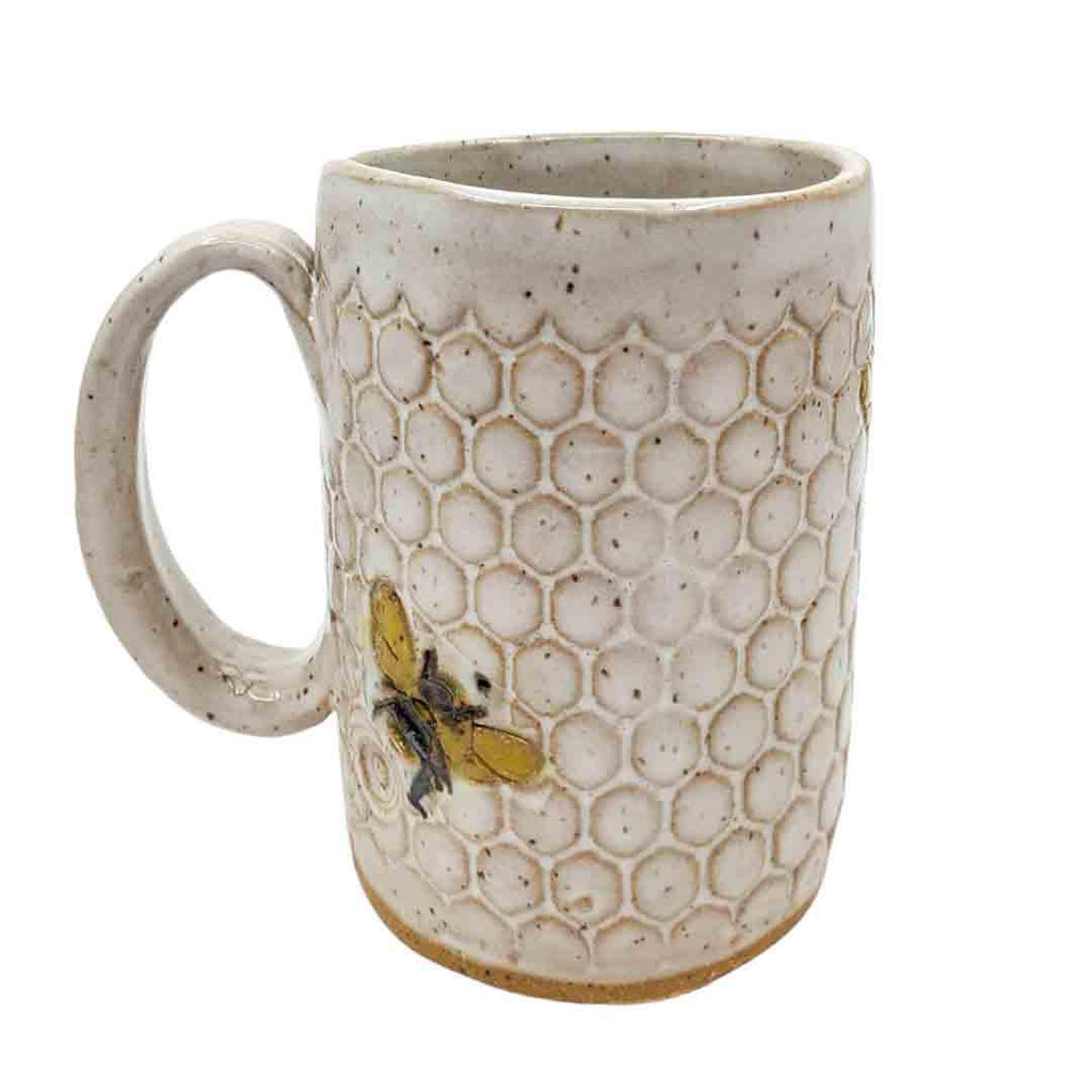 Mug - 16oz - Bees on Honeycomb Ceramic Mug by White Squirrel Clayworks