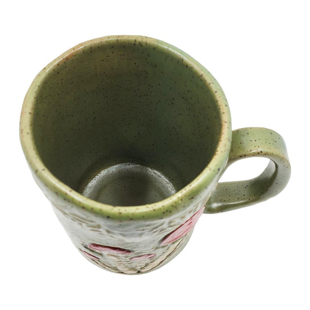 Mug - 16oz - Red Mushrooms Green Ceramic Mug (A or B) by White Squirrel Clayworks