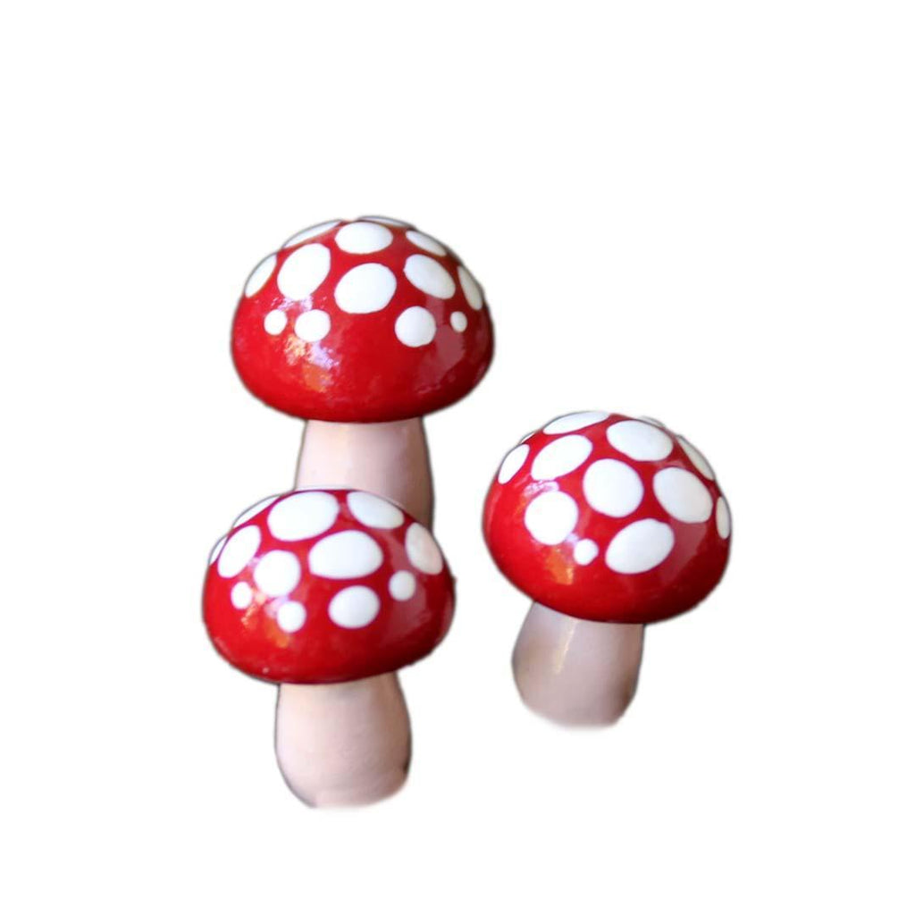 Fairy Garden Mushrooms - Red Set of 4 by Mariposa Miniatures