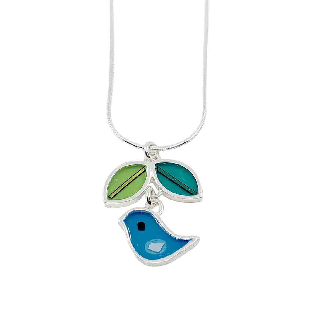 Necklace - Bird Leaf (Turquoise) by Happy Art Studio
