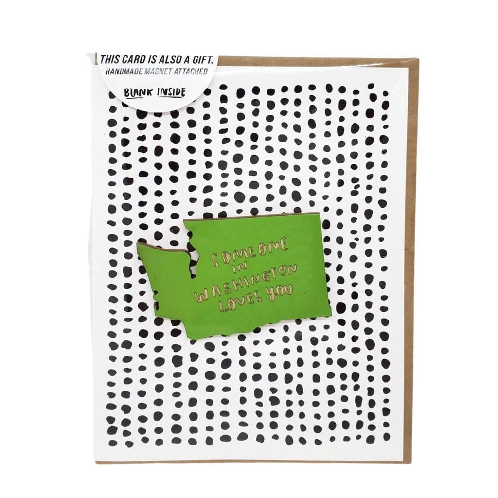 Magnet Card - Someone in WA Loves You - Olive Green WA State by SnowMade