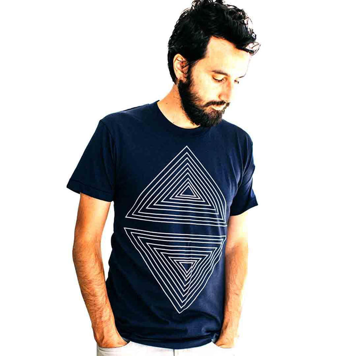 Crew Neck - Navy Blue Minimalist Geometric (2X last one!) by Blackbird Supply Co.