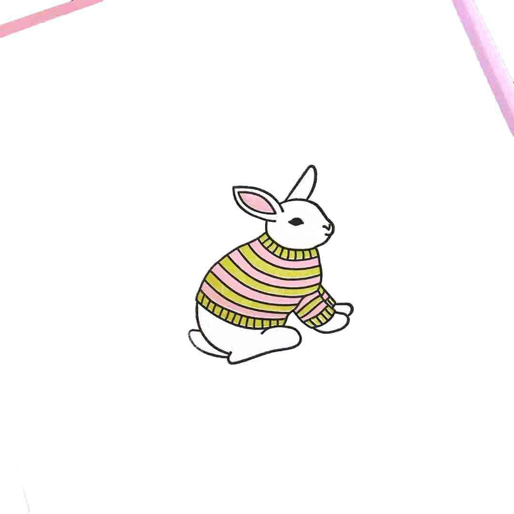 Card - Bunny in a Sweater Letterpress by Green Bird Press