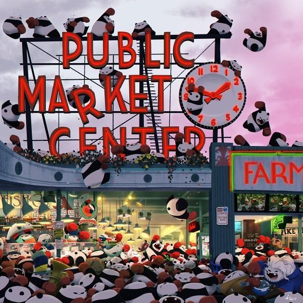 Prints (Seattle Themed) - Pike Place 12x12 by Punching Pandas