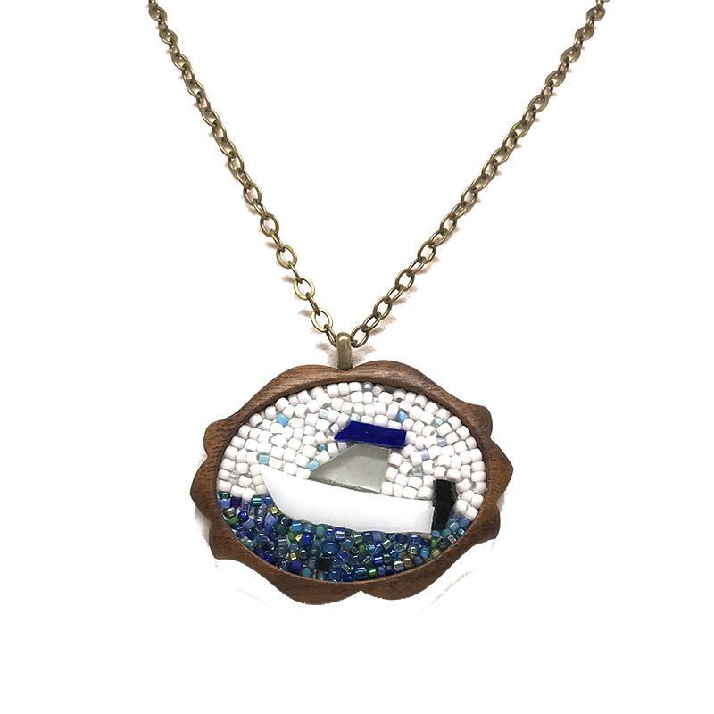 Necklace - Boat Micro-Mosaic Pendant by XV Studios