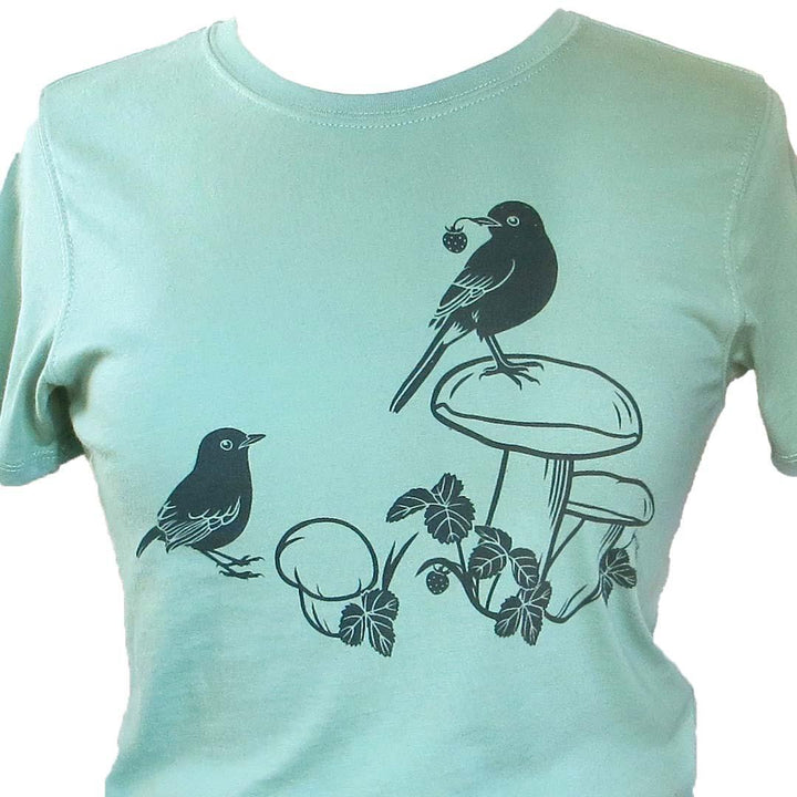 Short Sleeve - Sage Bird on Mushroom (S - 2X) by Uzura