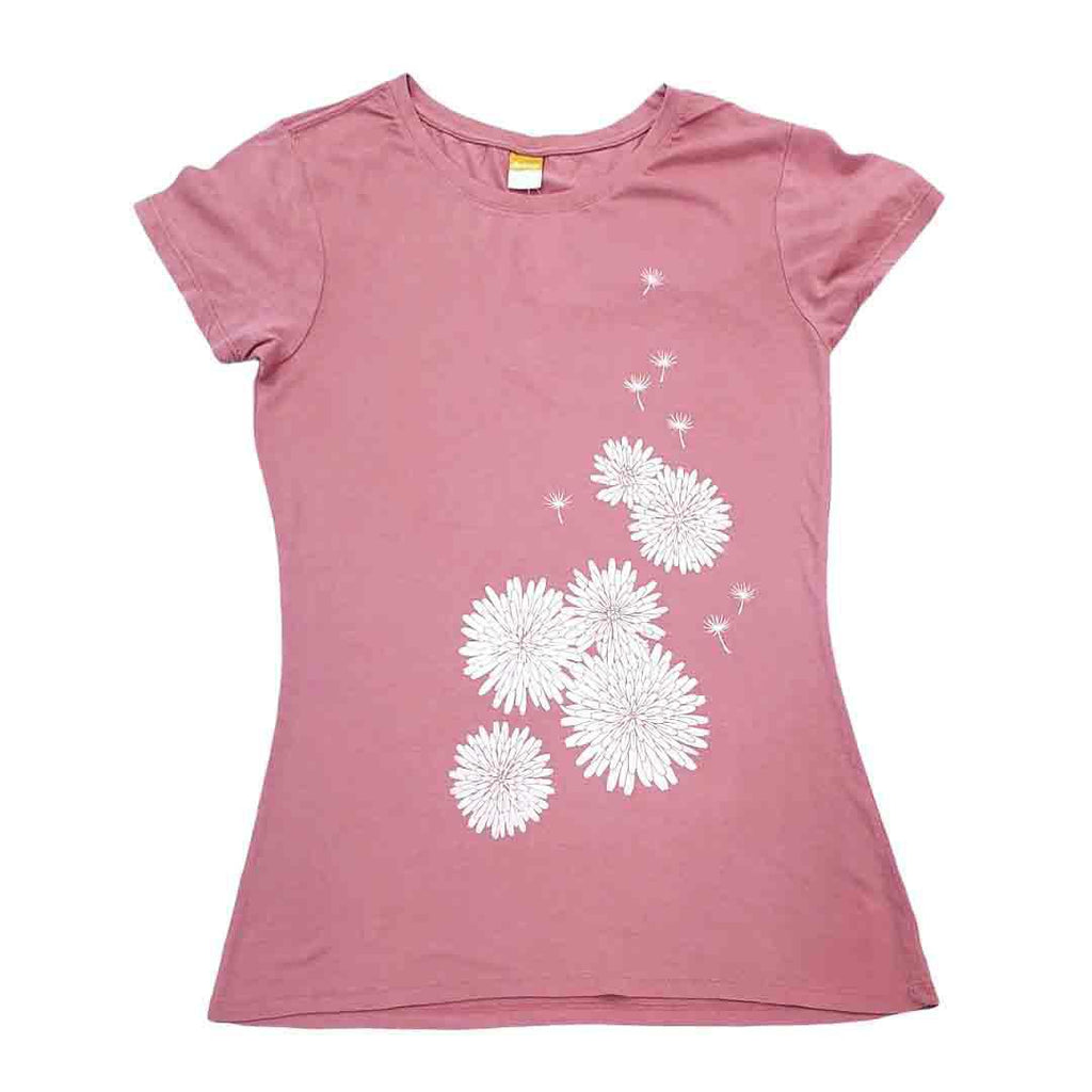 Short Sleeve - Pink Bamboo Cotton Dandelion Slim Fit (XS - 2XL) by Uzura