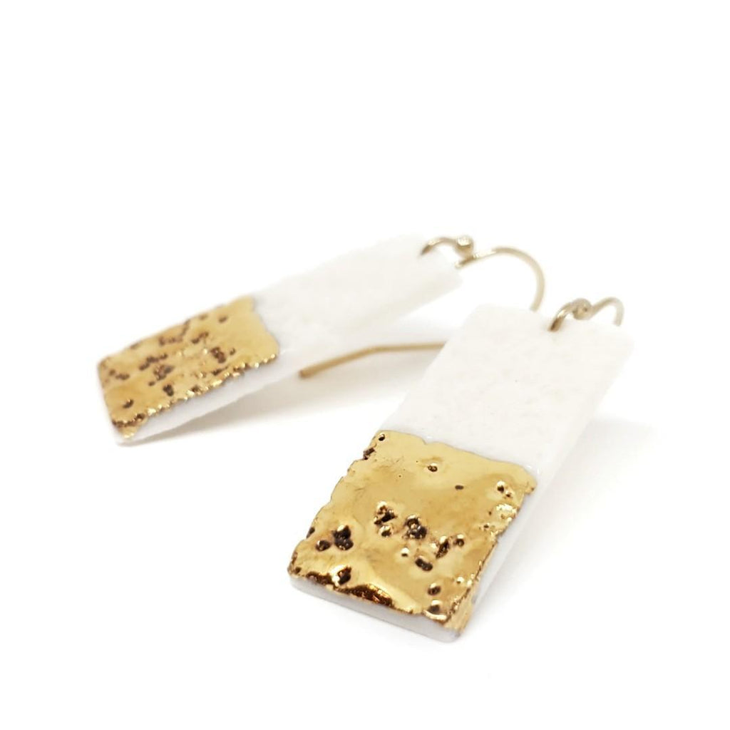 Earrings – Drops – Coral Rectangle by Almeda Jewelry