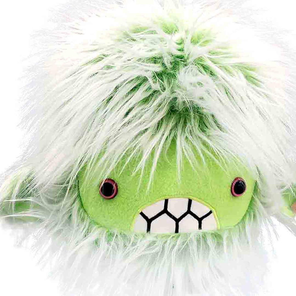 Large Severed Yeti Head - Lime Green White Fur Lime Green Face Hot Pink Eyes by Careful It Bites