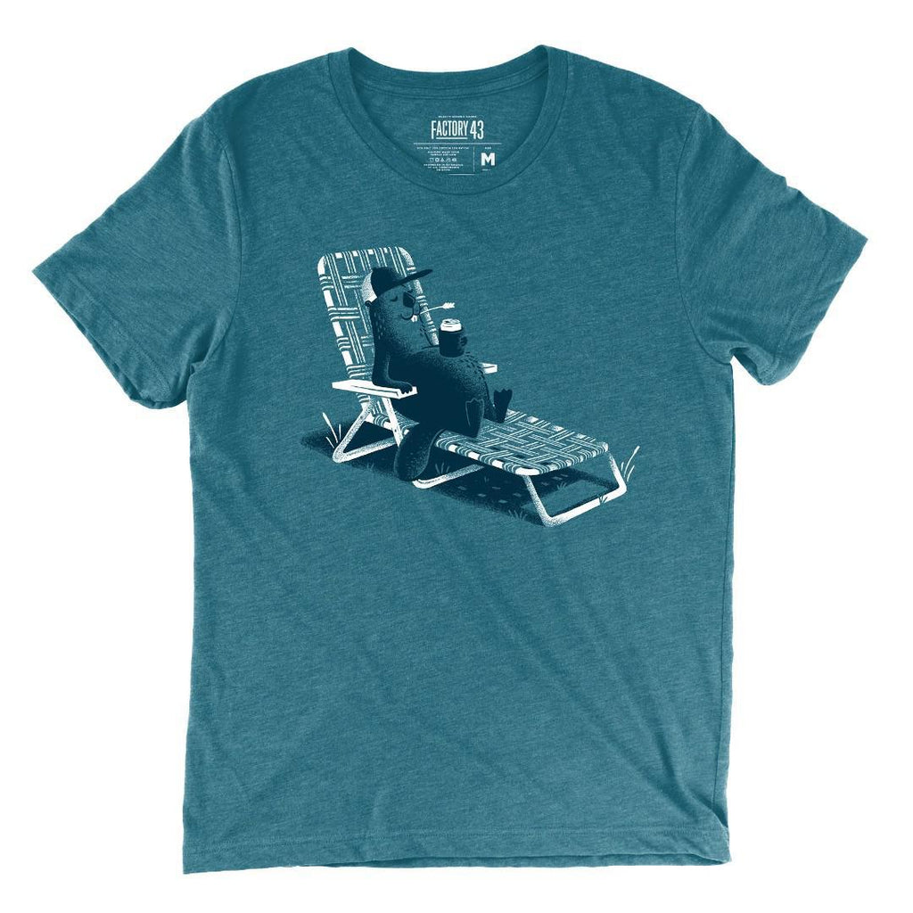 Adult Crew Neck - Unbusy Beaver Steel Blue Tee (XS - 3XL) by Factory 43