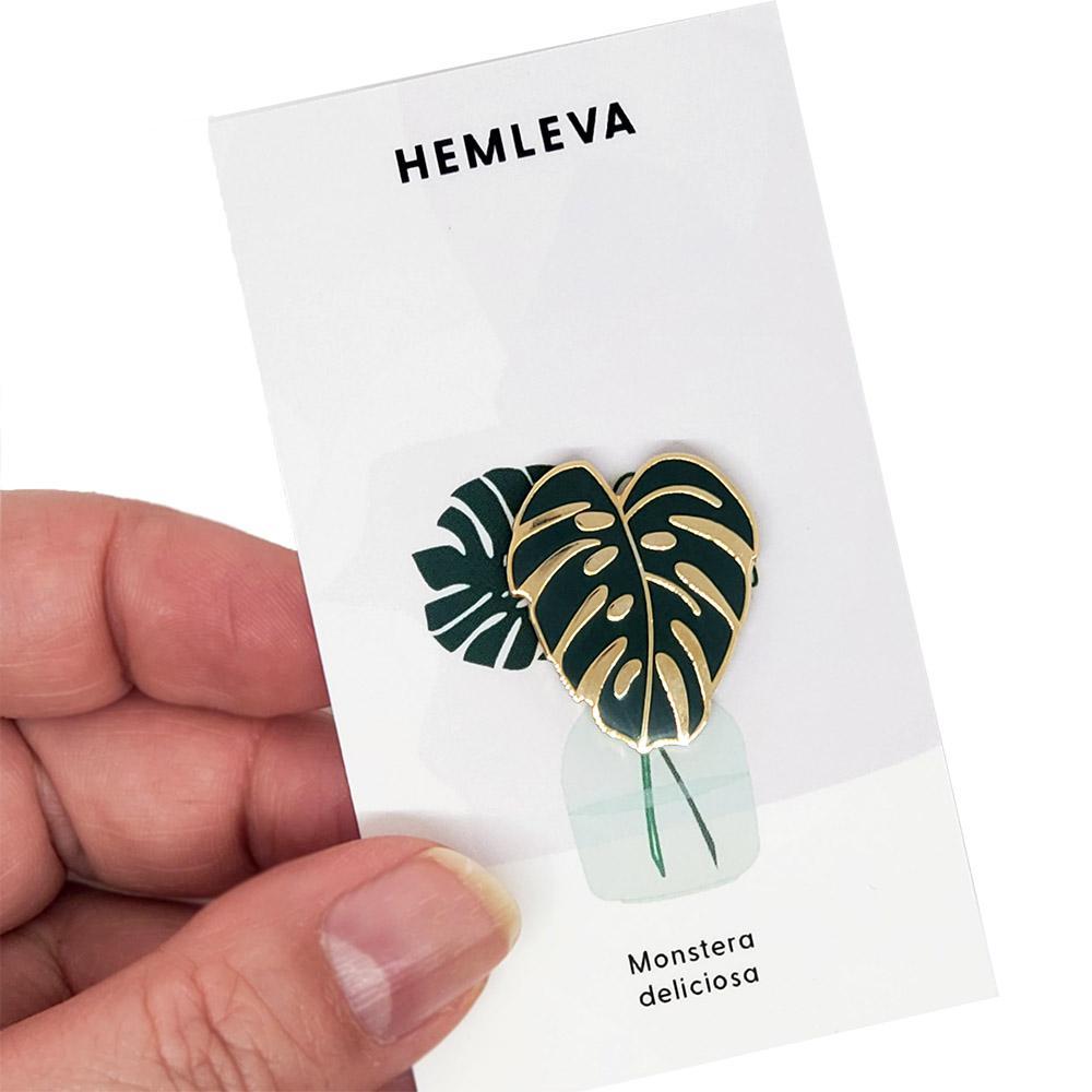 Enamel Pin - Monstera Dark Green Leaf by Hemleva