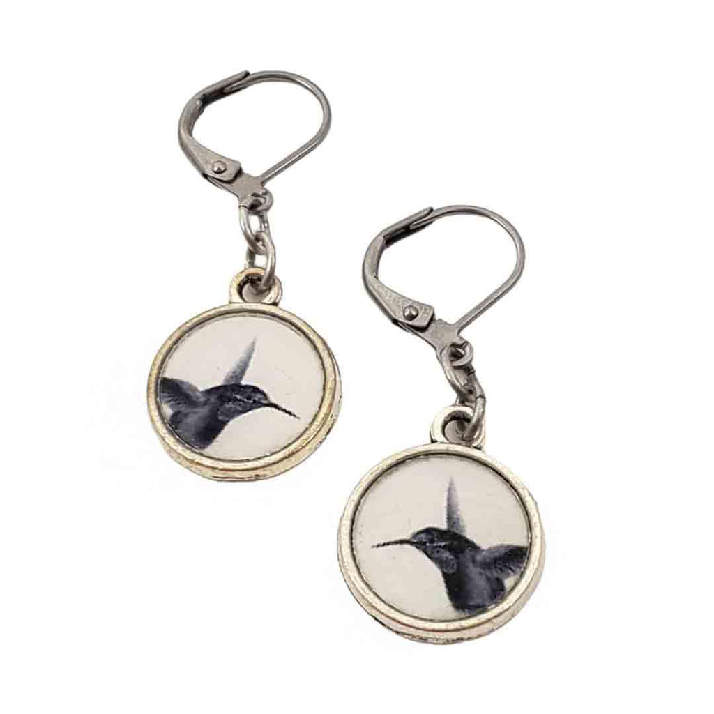 Earrings - Hummingbird Antiqued Silver by Christine Stoll | Altered Relics