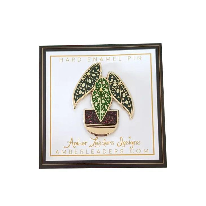Enamel Pin - Black Polka Dot Begonia by Amber Leaders Designs