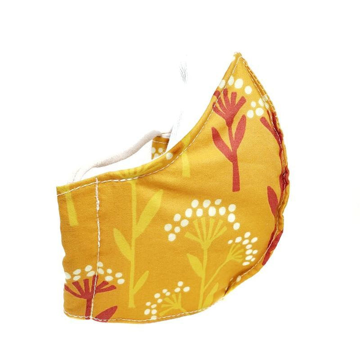 Small - Bright Orange with Yellow Red Flowers White Lining by imakecutestuff