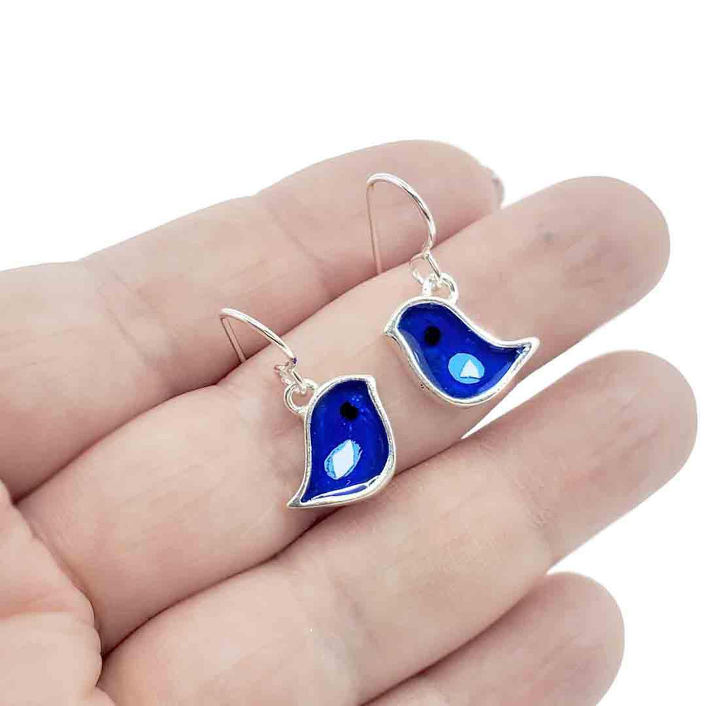 Earrings - Single Birds (Dark Blue) by Happy Art Studio