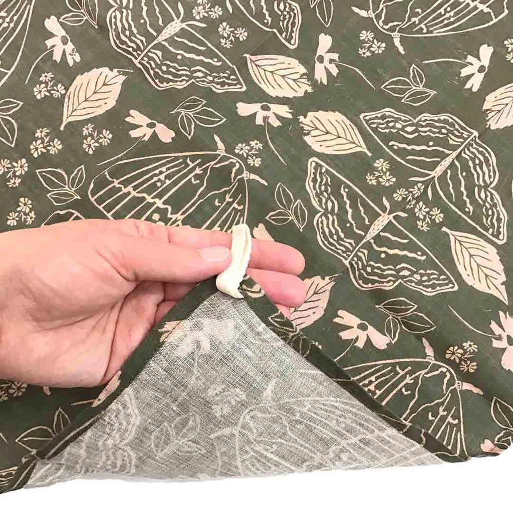 Tea Towel - Moths on Linen (Olive Green) by Emily Ruth Prints