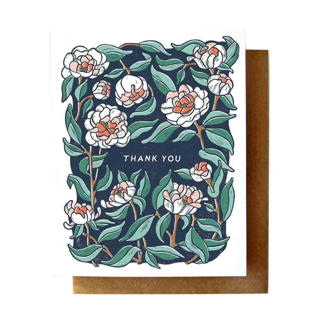 Card Set of 8 - Thank You - Peony by Root and Branch Paper Co.