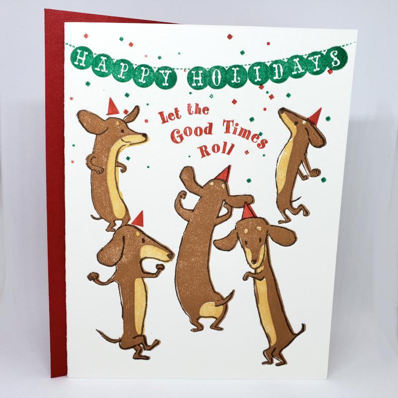 Card - Holiday - Dogs Good Times Roll by Ilee Papergoods