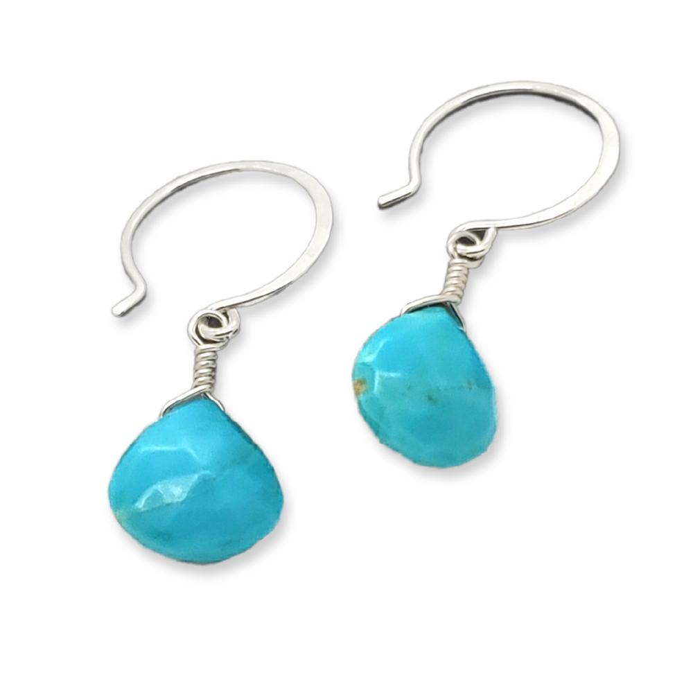 Earrings - Cozumel Turquoise Gemstone Drops Sterling by Foamy Wader