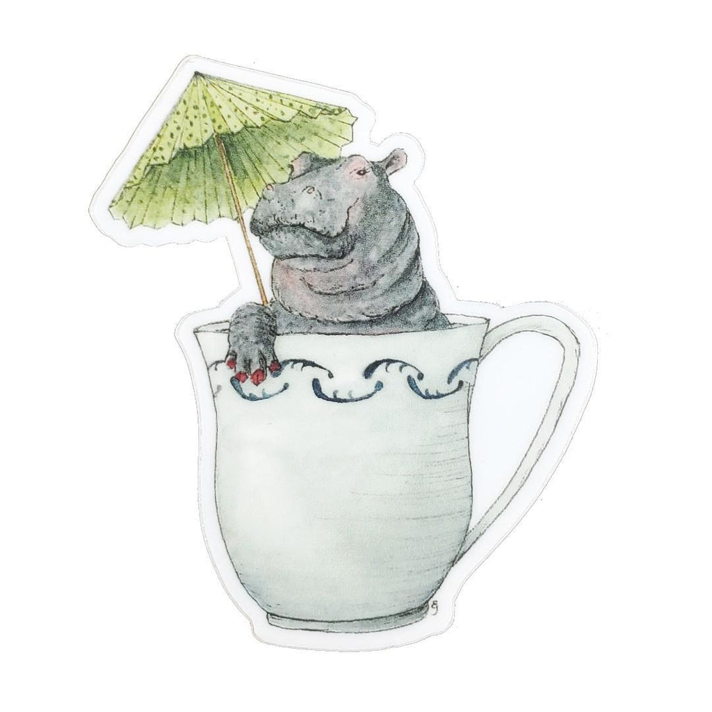 Sticker - Hippo in Teacup by Lizzy Gass