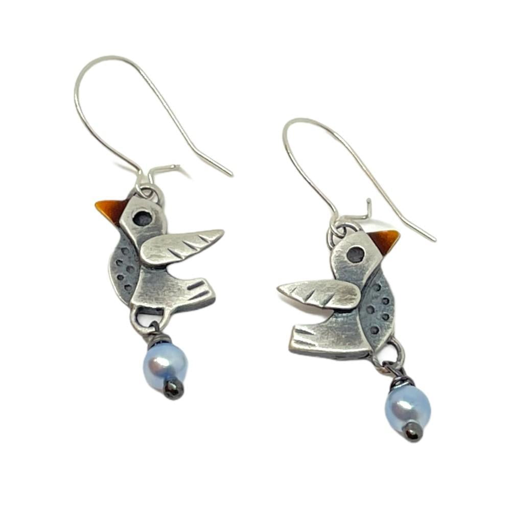 Earrings - Lovebirds (Sterling Silver) by Chickenscratch