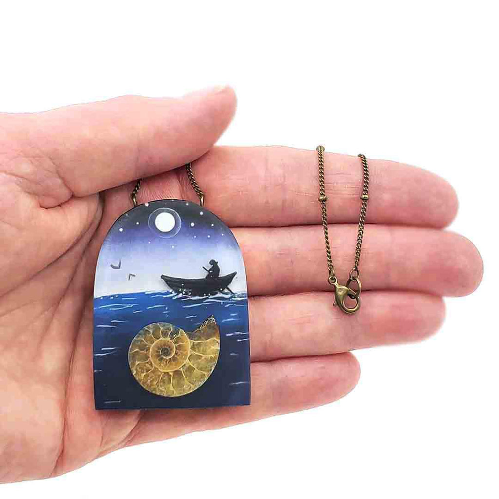 Necklace - Forgotten Seas Fossil Shell Pendant by Fernworks