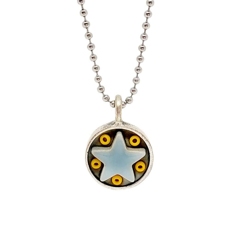 Necklace - Star Baby - Light Blue Star Yellow Beads by XV Studios