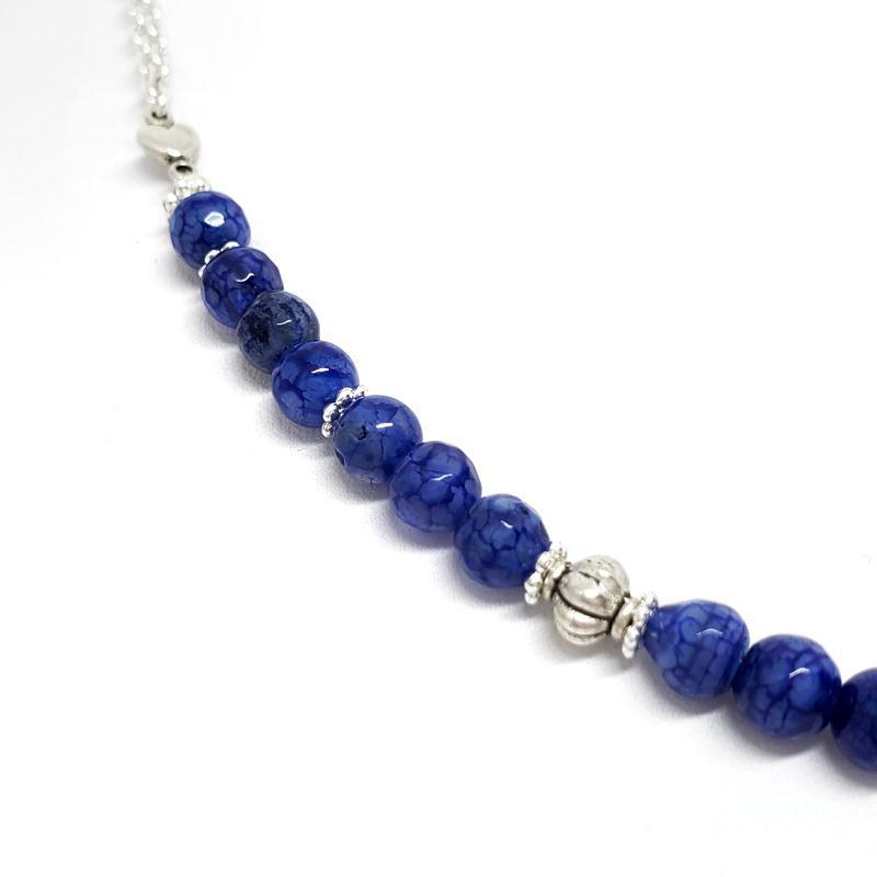 Necklace - Cobalt Dragon's Vein Agate Necklace Silver Plate chain by Tiny Aloha