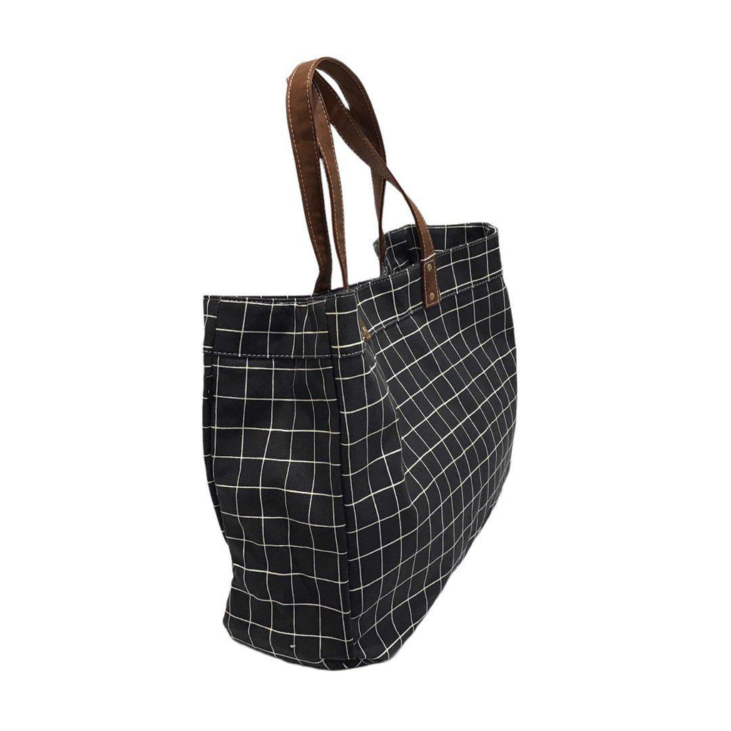 Carryall Tote - Belvedere Dark Gray with White Grid by MAIKA