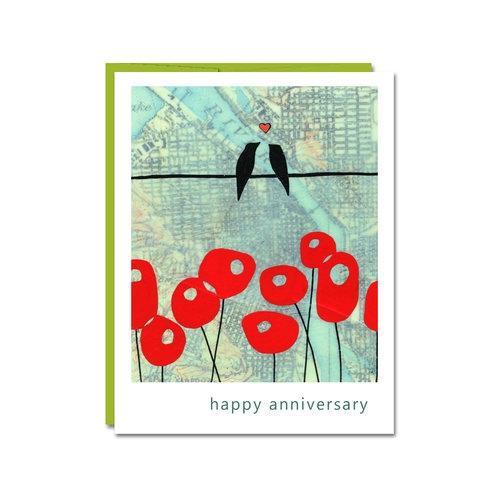 Card - Anniversary - Love Birds by Rachel Austin Art