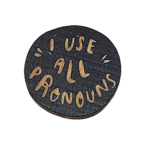 Pronoun Pins - I Use All Pronouns (Assorted Colors) by Snowmade