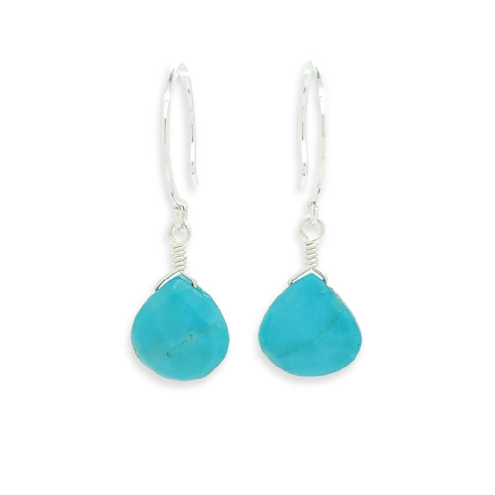 Earrings - Cozumel Turquoise Gemstone Drops Sterling by Foamy Wader