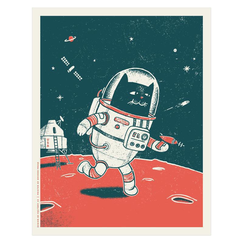 Art Print - 11x14 Space Cat Limited Edition Posters & Prints by Factory 43