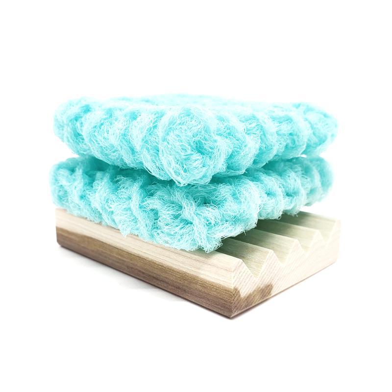 Scrubbies - Set of 2 with Wooden Dish (Aqua) by Dot and Army