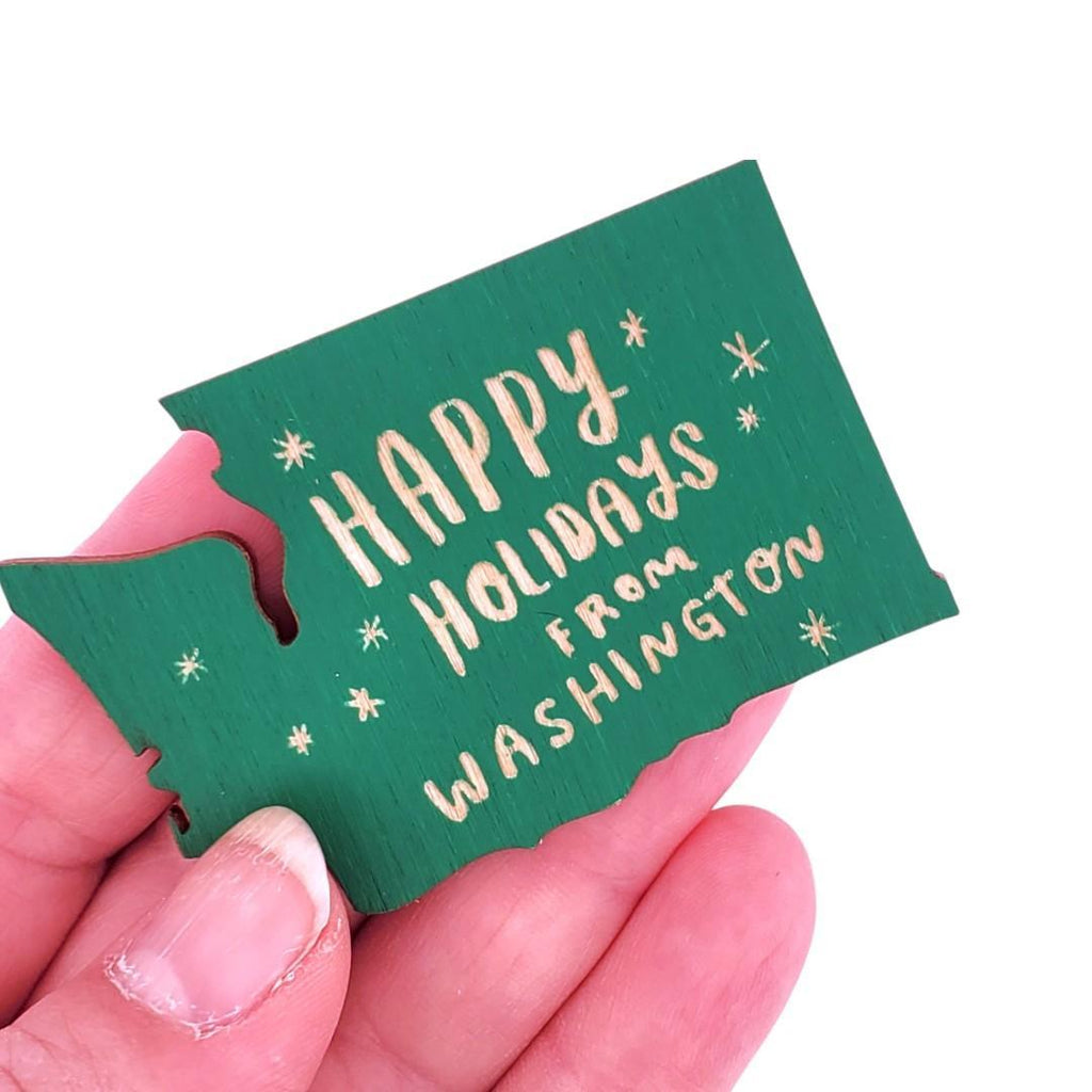 Magnets - Small - WA State Happy Holidays from Washington (Red or Green) by SnowMade