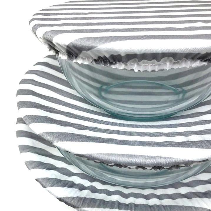 Bowl Covers - Gray Stripes Set of 3 by Semi-Sustainable Goods