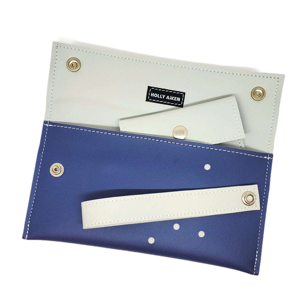 Clutch Wallet - Large Blast Dots Blueberry Gray by Holly Aiken