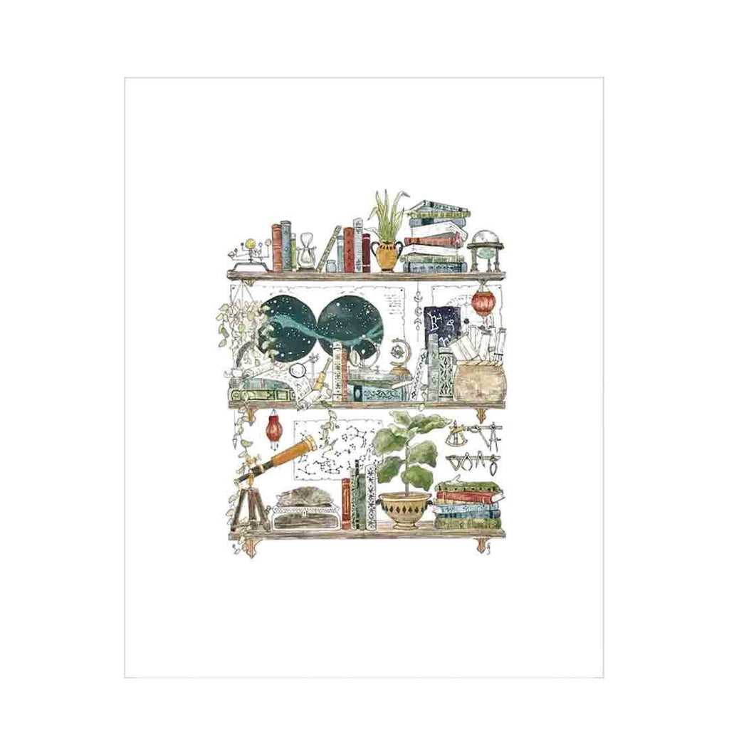 Art Print - 8x10 - The Astronomer's Shelves by Lizzy Gass