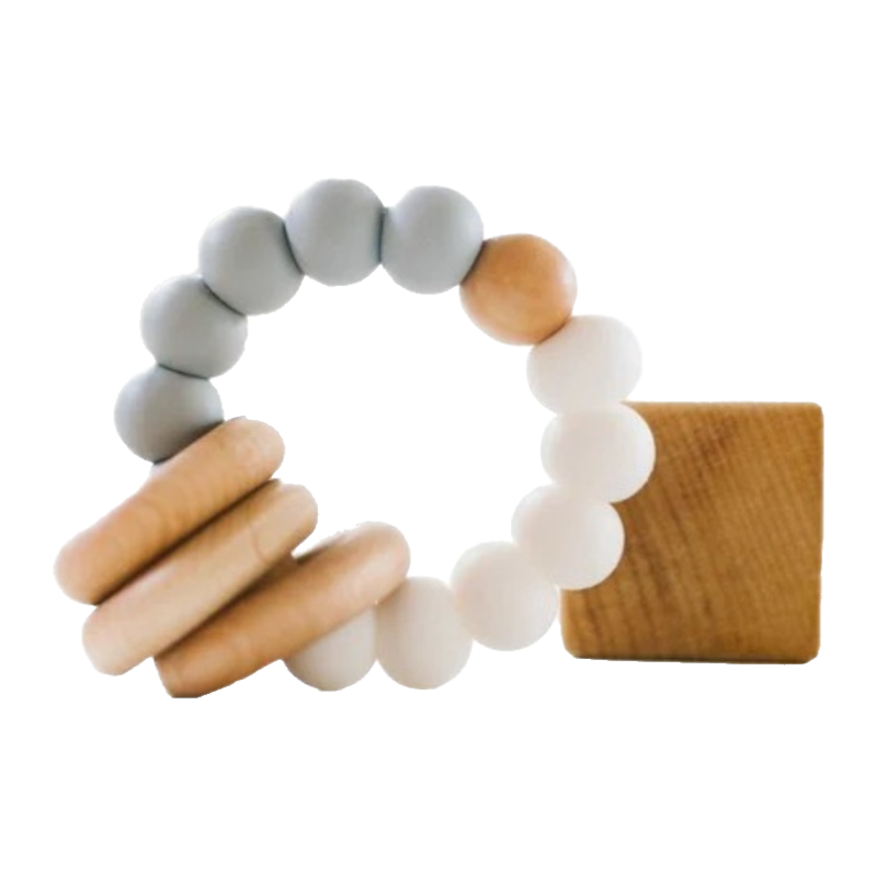 Wooden Teether - Classic (Sand) with Silicone Beads by Bannor Toys