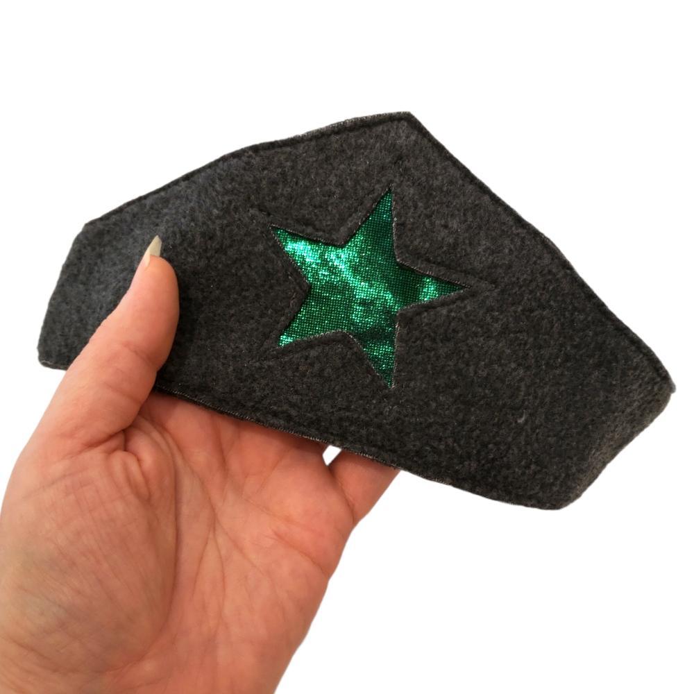 Superhero Headbands - Gray with Green Star by World of Whimm