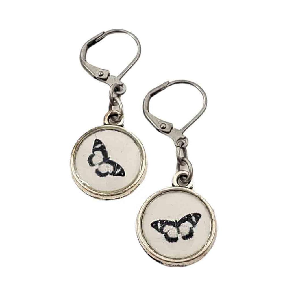 Earrings - Butterfly Antiqued Silver by Christine Stoll | Altered Relics