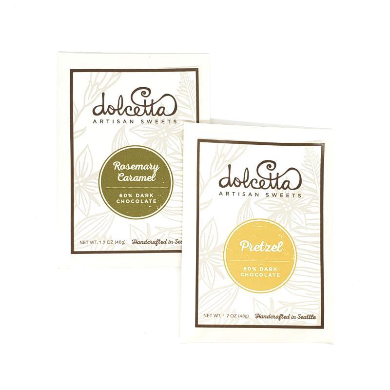Gift Bundle - Chocolate Pair Rosemary Caramel and Pretzel featuring Dolcetta Artisan Sweets