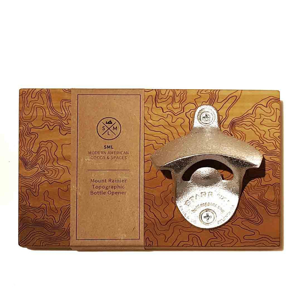 Bottle Opener - Red Wood - Mt Rainier Topography by SML