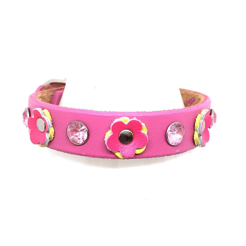 Dog Collar - S - Pink with Flowers and Gems by Greenbelts
