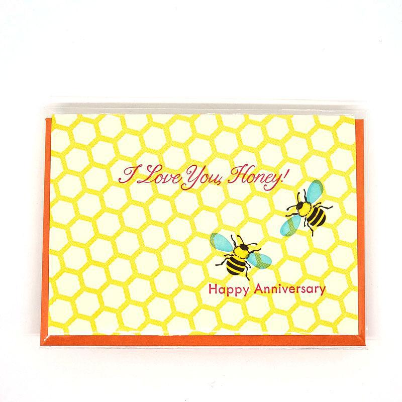 Card - Anniversary - Bee Happy Anniversary by Ilee Papergoods