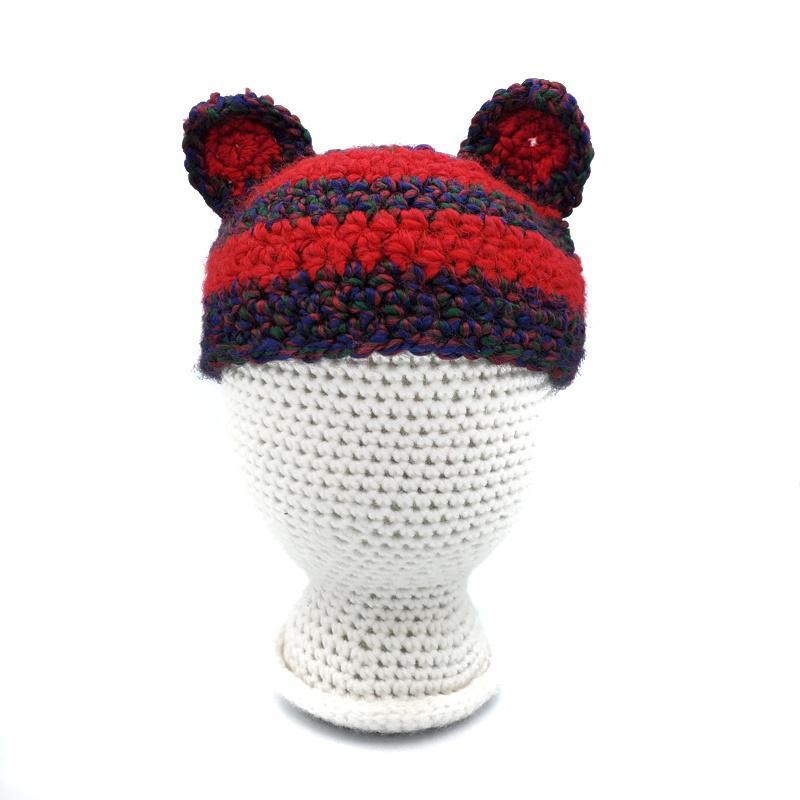 Hat - Toddler - Cat (Blue Red Stripes) by Scary White Girl